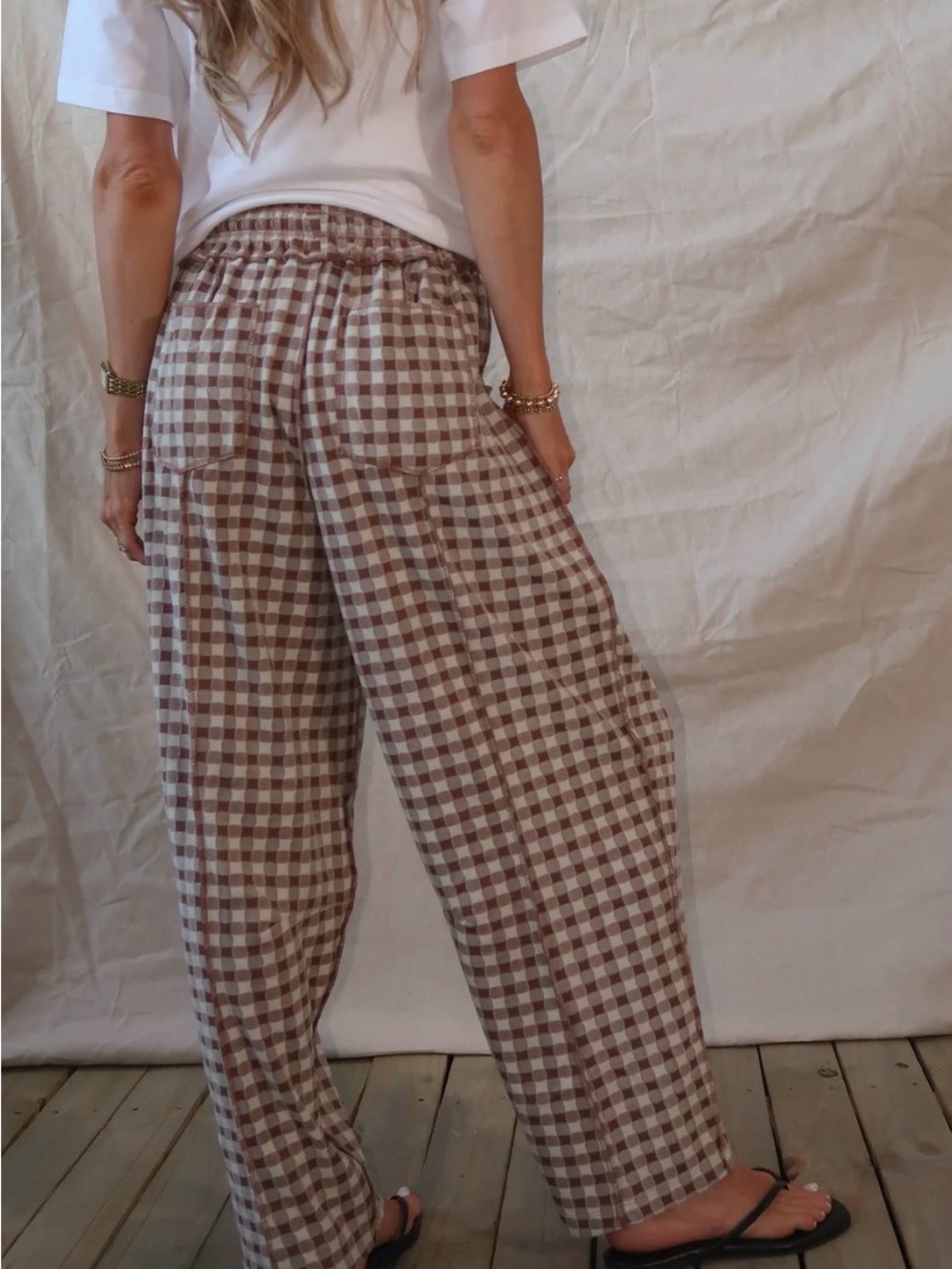 NWT Shop Stevie Gingham Barrel Pants - Picture 2 of 4